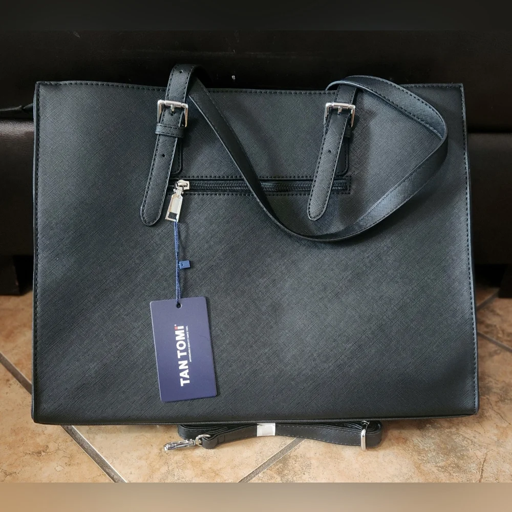 Tan Tomi Laptop Tote/ Shoulder Bag